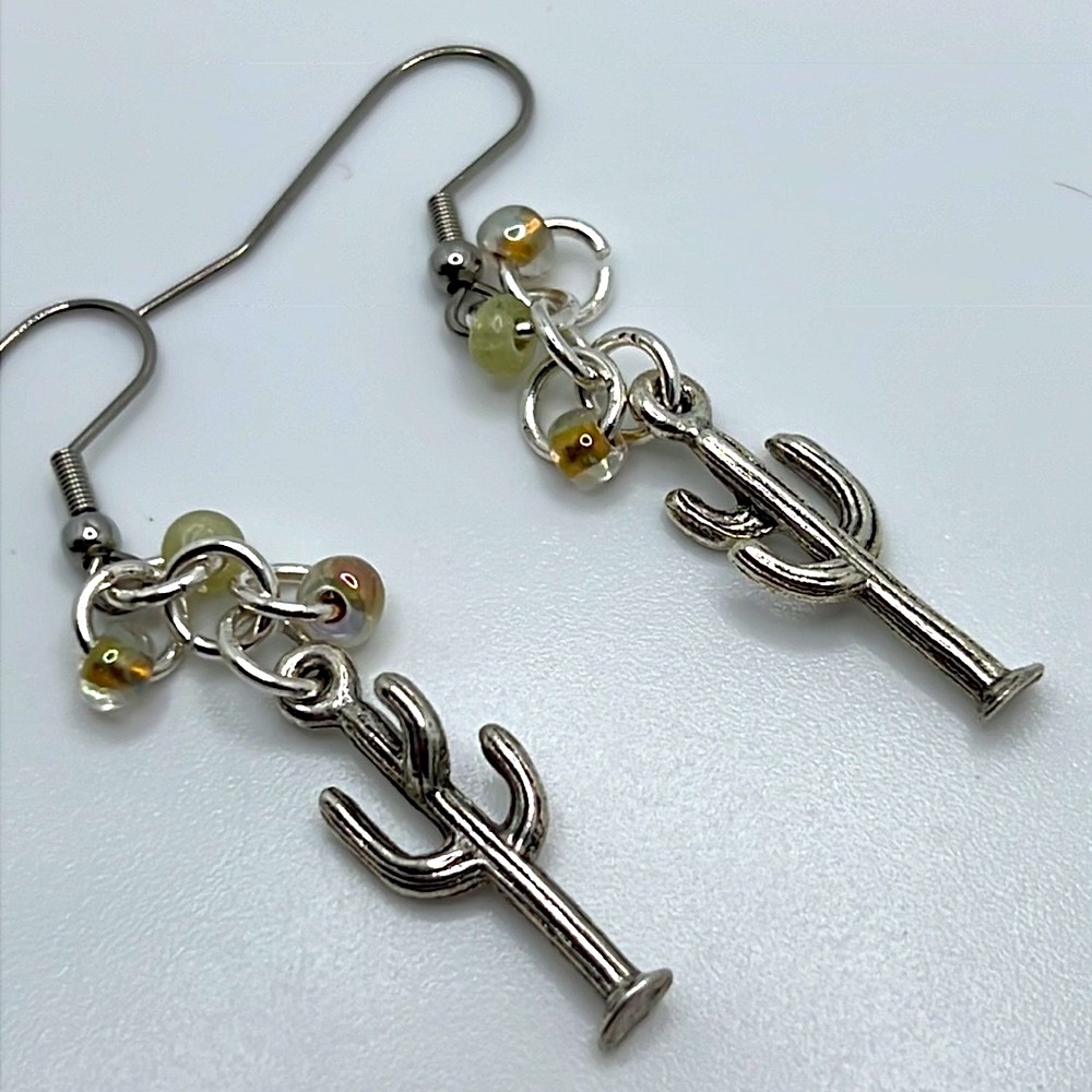 Silver Cactus Earrings. - Picture 3 of 5